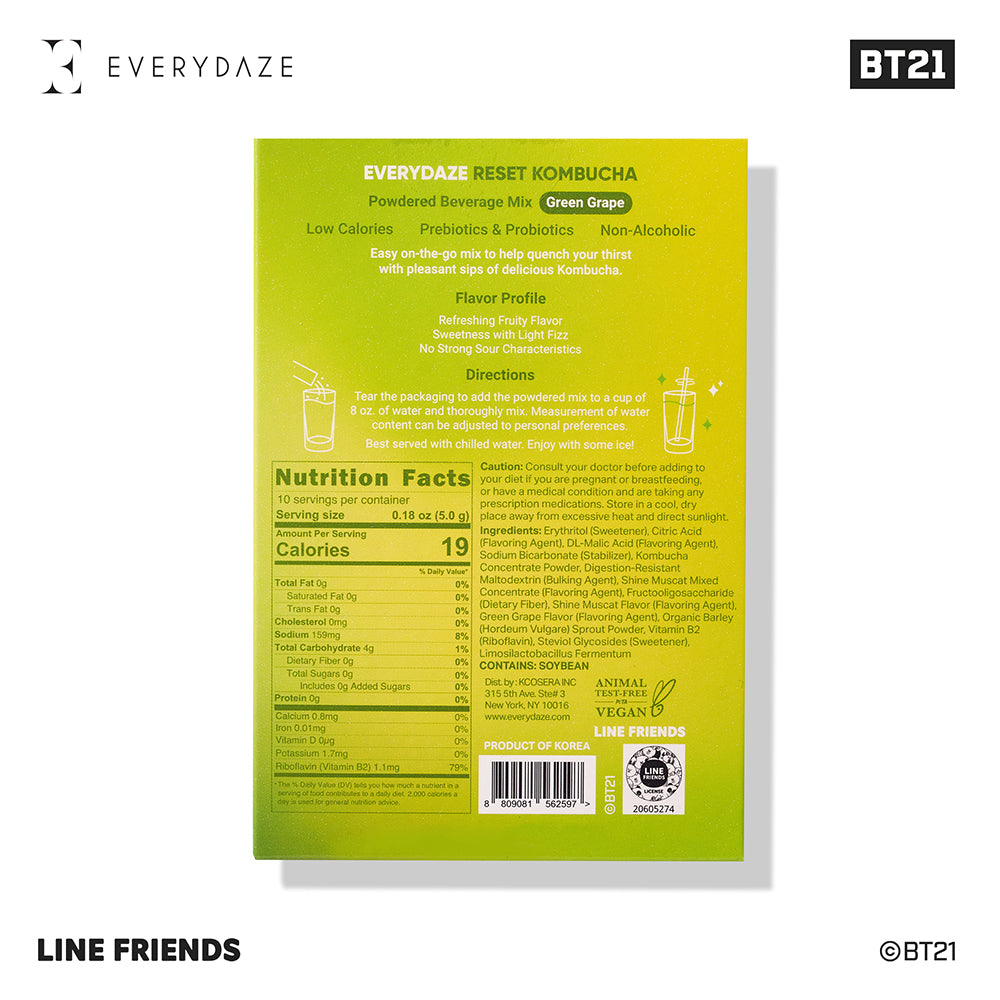 EVERYDAZE with BT21: RESET KOMBUCHA- Green Grape