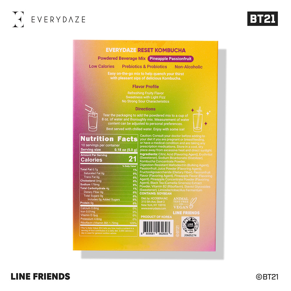 EVERYDAZE with BT21: RESET KOMBUCHA- Pineapple Passionfruit